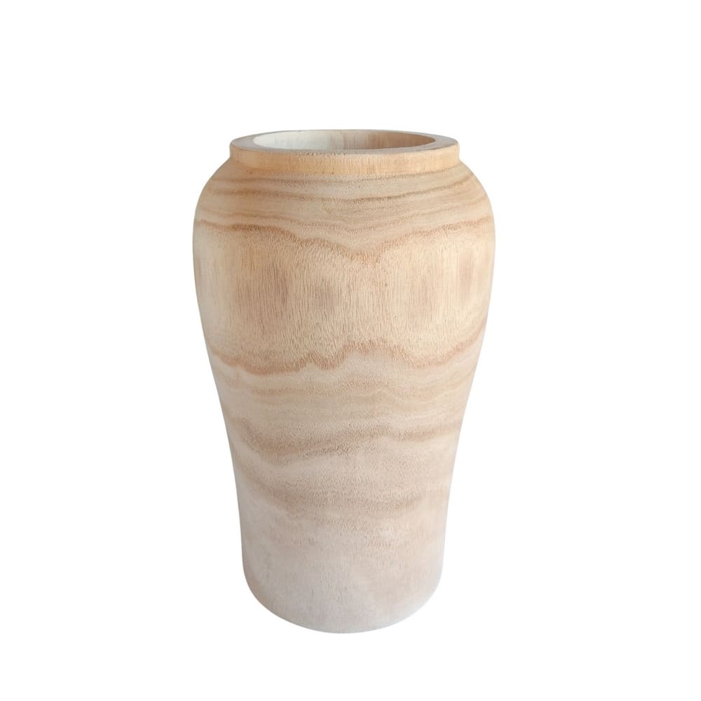 vase décoratif pour fleurs et branches en bois de paulownia clair, 24cm