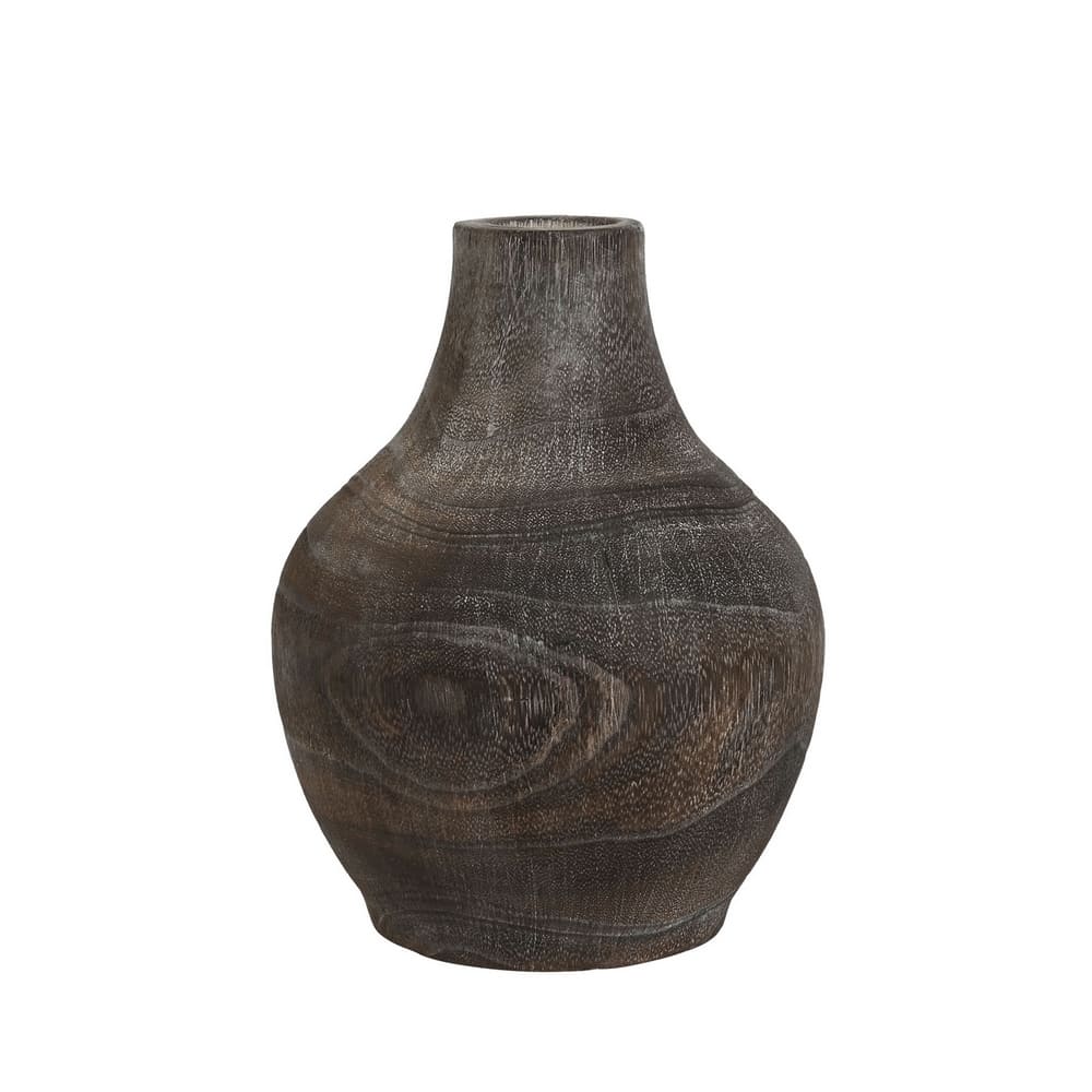 vase décoratif pour fleurs et branches en bois de paulownia clair, 24cm