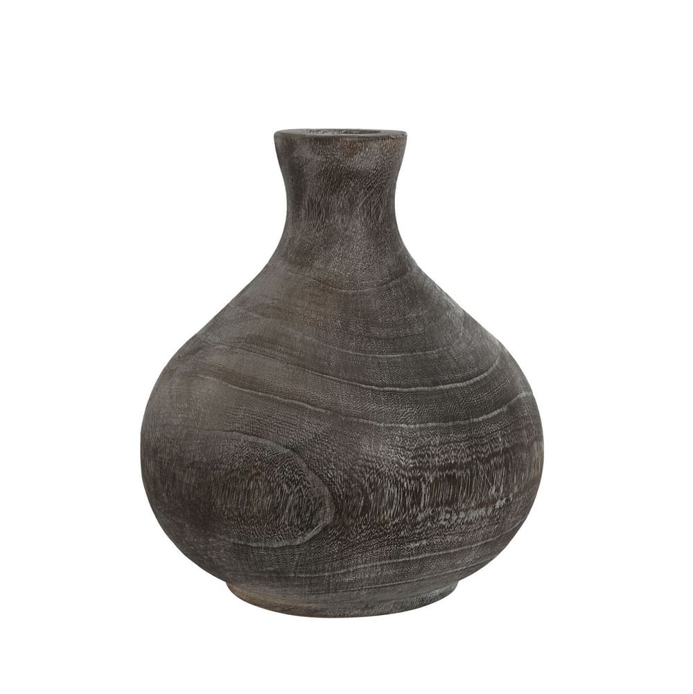 vase décoratif pour fleurs et branches en bois de paulownia clair, 27cm