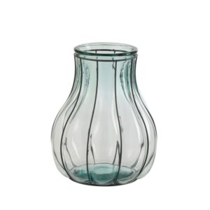 Vase décoratif pour fleurs en verre et métal – 29cm