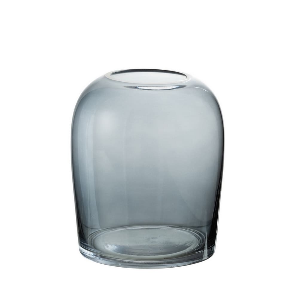 Vase décoratif pour fleurs en verre fumé bleu gris, 18cm