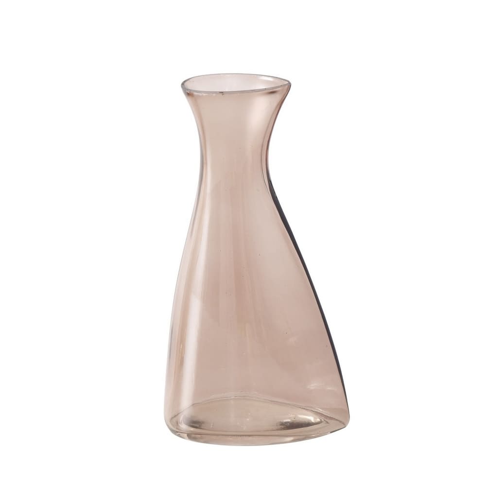 Vase décoratif pour fleurs en verre fumé rose, 24cm