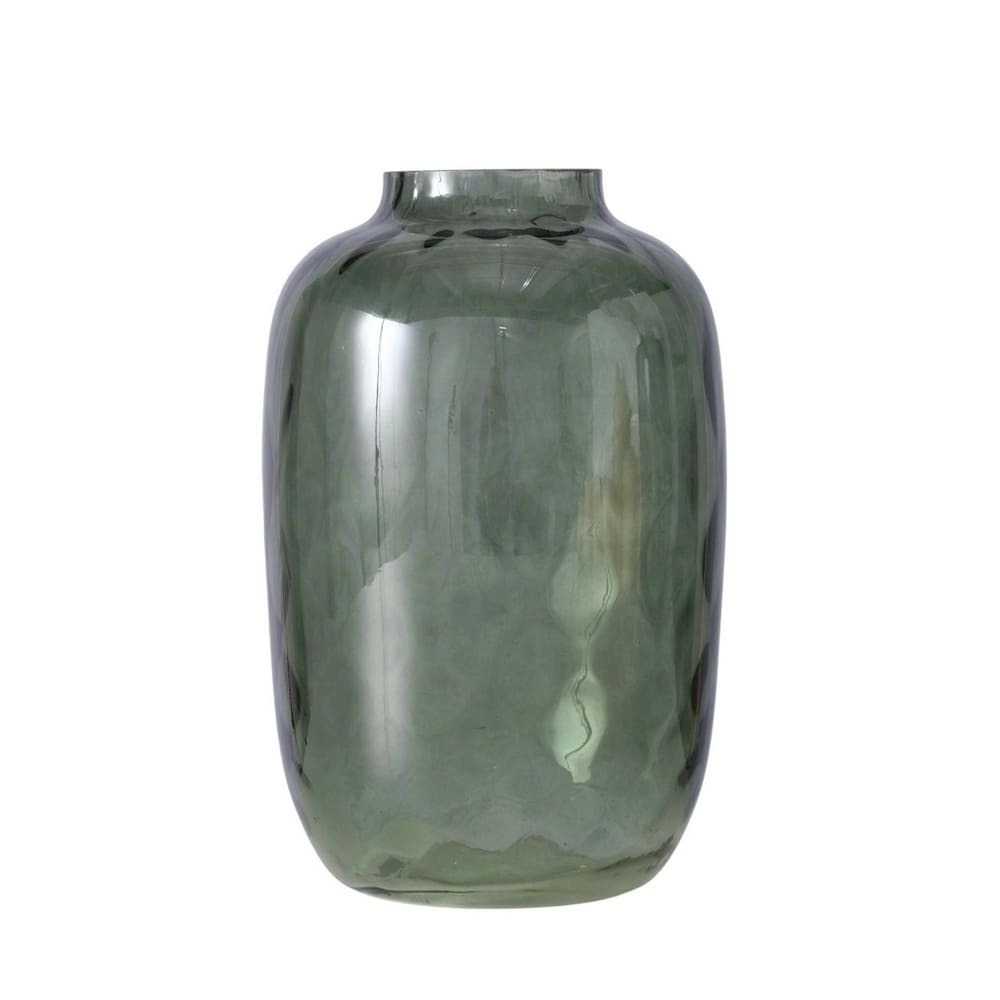 Vase décoratif pour fleurs en verre fumé vert, 27cm