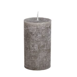 Bougie pilier en cire naturelle texturée – Gris