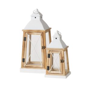 Lanterne à bougie en bois pour l’extérieur – Set de 2