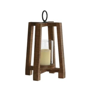 Lanterne à bougie en bois pour l’extérieur – 35cm