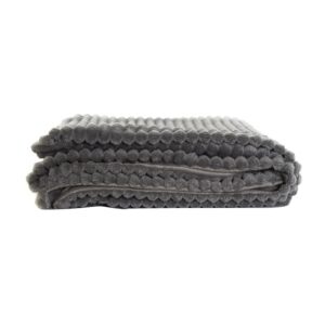 Plaid velours côtelé gris 150×200 – Polyester 260g