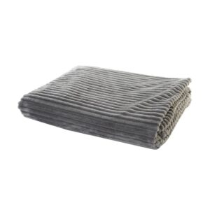 Plaid velours côtelé gris 150×200 – Polyester 260g