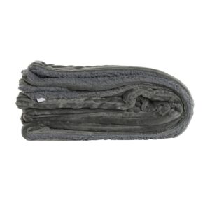 Plaid velours côtelé gris 150×200 – Polyester 260g