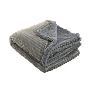 Plaid velours côtelé gris 150×200 – Polyester 260g