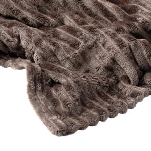 Plaid velours côtelé marron 140×180 – Polyester 240g