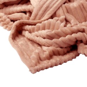 Plaid velours côtelé rose 140×180 – Polyester 240g