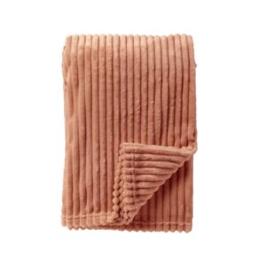 Plaid velours côtelé rose 140×180 – Polyester 240g