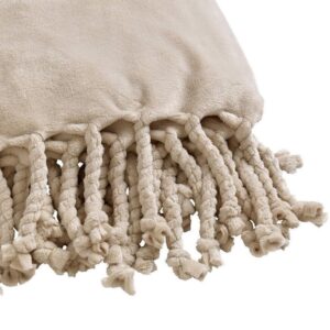 Plaid polaire franges beige 150×200 – Polyester 250g