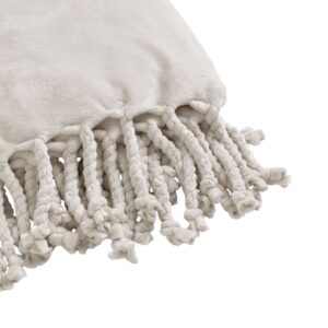 Plaid polaire franges écru 150×200 – Polyester 250g