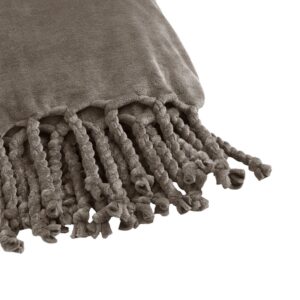 Plaid polaire franges marron 150×200 – Polyester 250g