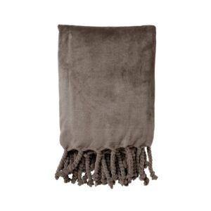 Plaid polaire franges marron 150×200 – Polyester 250g