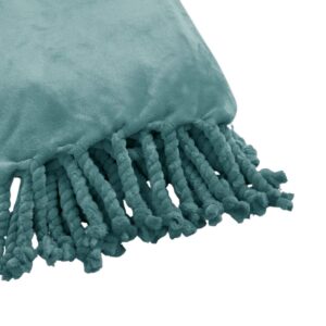 Plaid polaire franges vert 150×200 – Polyester 250g