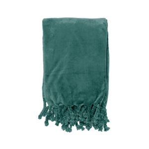 Plaid polaire franges vert 150×200 – Polyester 250g