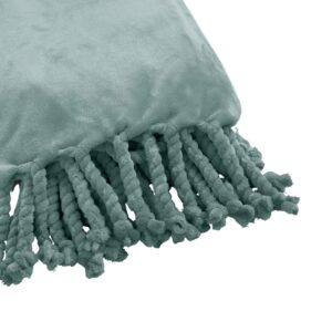 Plaid polaire franges vert 150×200 – Polyester 250g