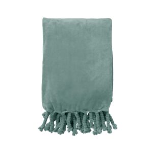 Plaid polaire franges vert 150×200 – Polyester 250g