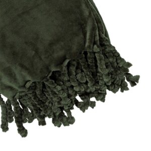 Plaid polaire franges vert 150×200 – Polyester 250g
