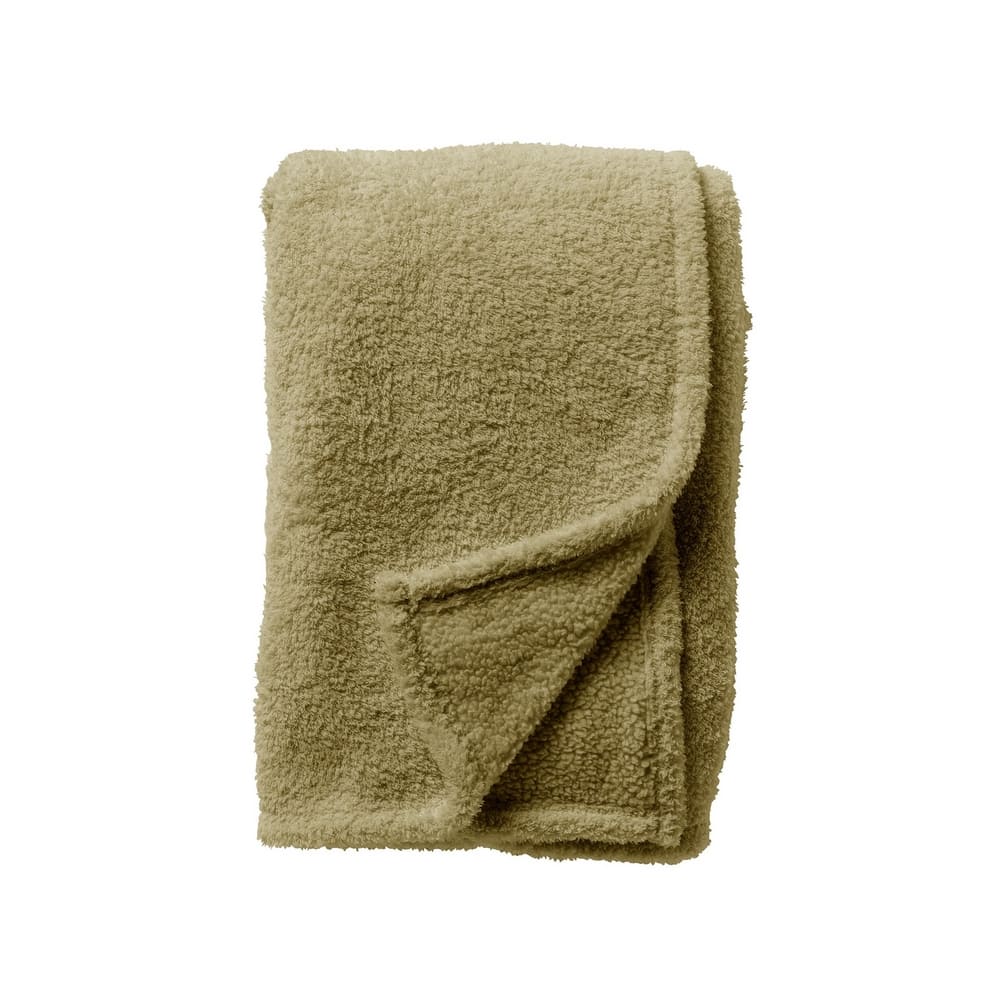 Plaid polaire vert olive 150x200 en polyester