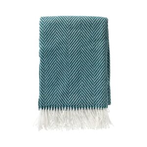 Plaid tissé à chevrons bleu 140×180 – Polyester 200g