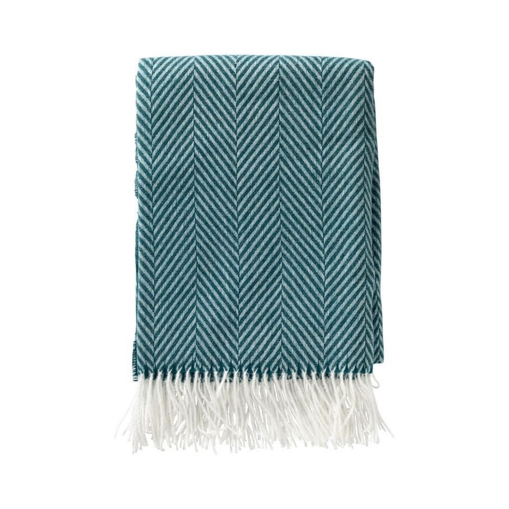 Plaid tissé à chevrons bleu et blanc 140x180 en polyester