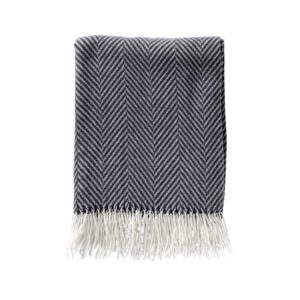 Plaid tissé à chevrons gris 140×180 – Polyester 200g