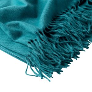 Plaid tissé à franges bleu 140×180 – Polyester 200g