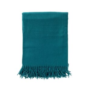 Plaid tissé à franges bleu 140×180 – Polyester 200g