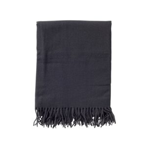 Plaid tissé à franges gris 140×180 – Polyester 200g