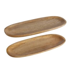 Plateau décoratif ovale en bois naturel – 2 modèles