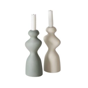 Bougeoir en céramique vert, bougie chandelle