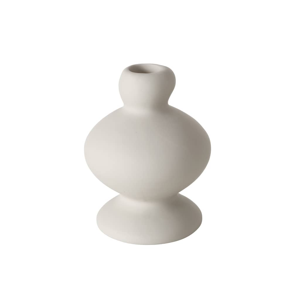 bougeoir en céramique beige pour bougie chandelle fine, 12cm