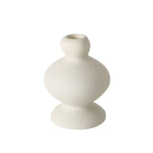 Bougeoir en céramique écru, bougie chandelle