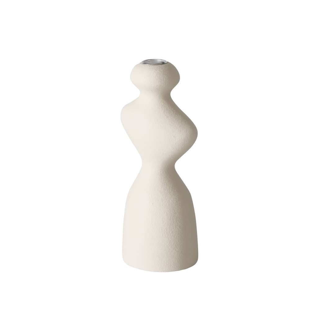 bougeoir en céramique écru pour bougie chandelle fine, 22cm