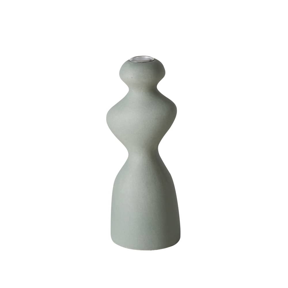bougeoir en céramique vert pour bougie chandelle fine, 22cm