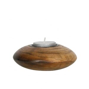 Bougeoir en bois et métal, bougie chauffe-plat – 11cm