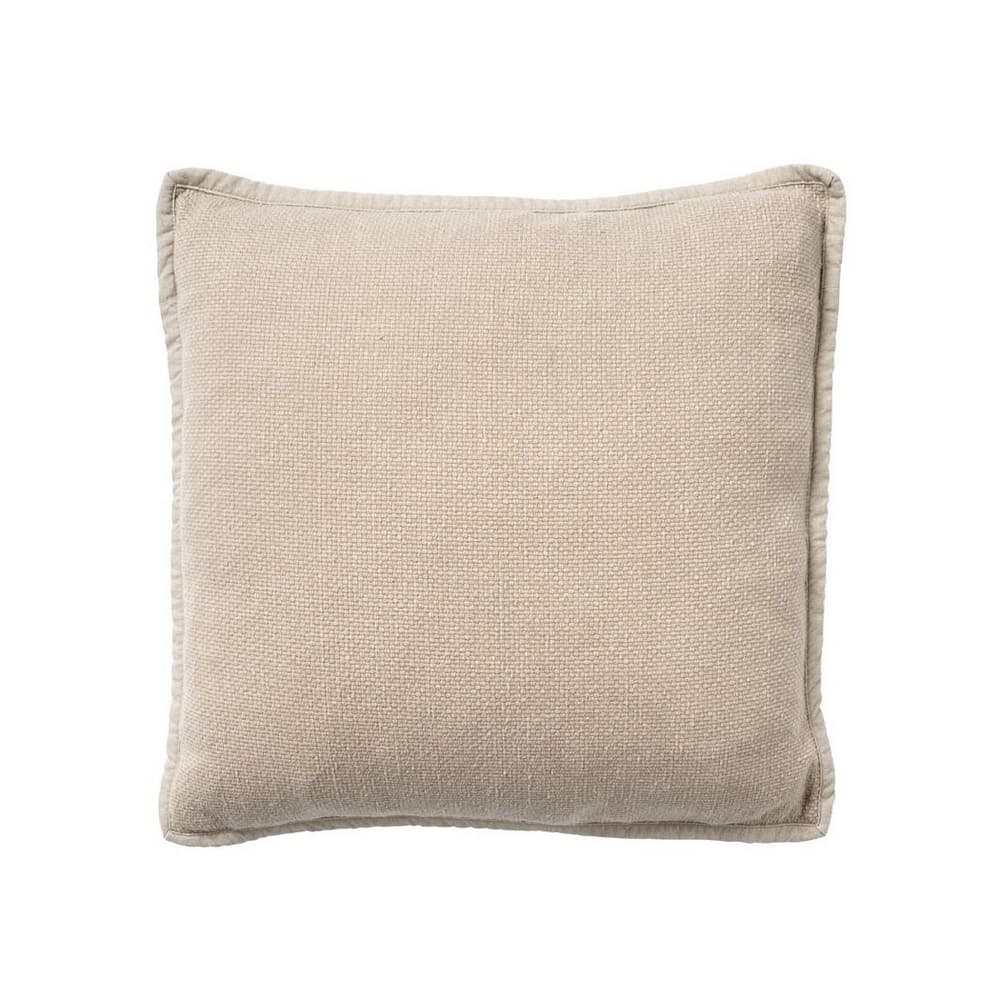 Coussin décoratif beige en coton délavé déhoussable pour canapé, 45x45cm