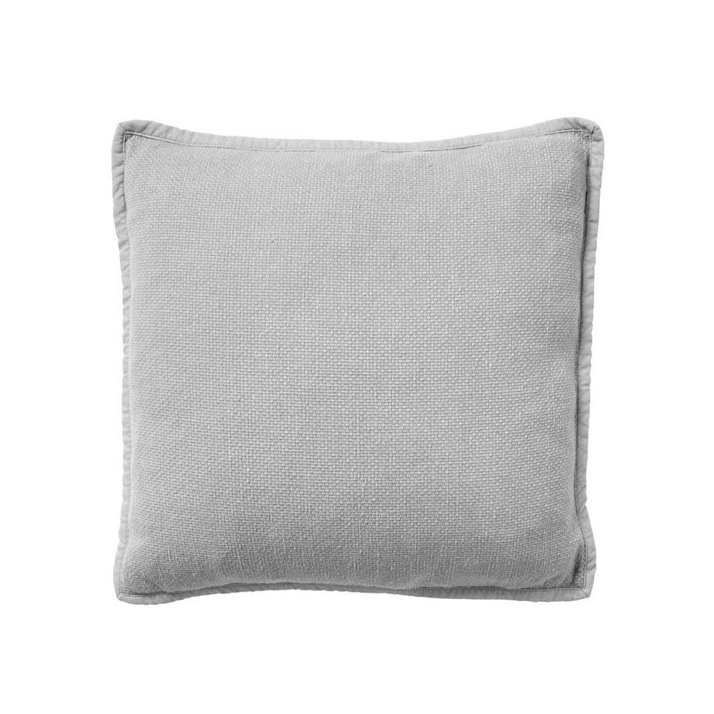 Coussin décoratif gris clair en coton délavé déhoussable pour canapé, 45x45cm