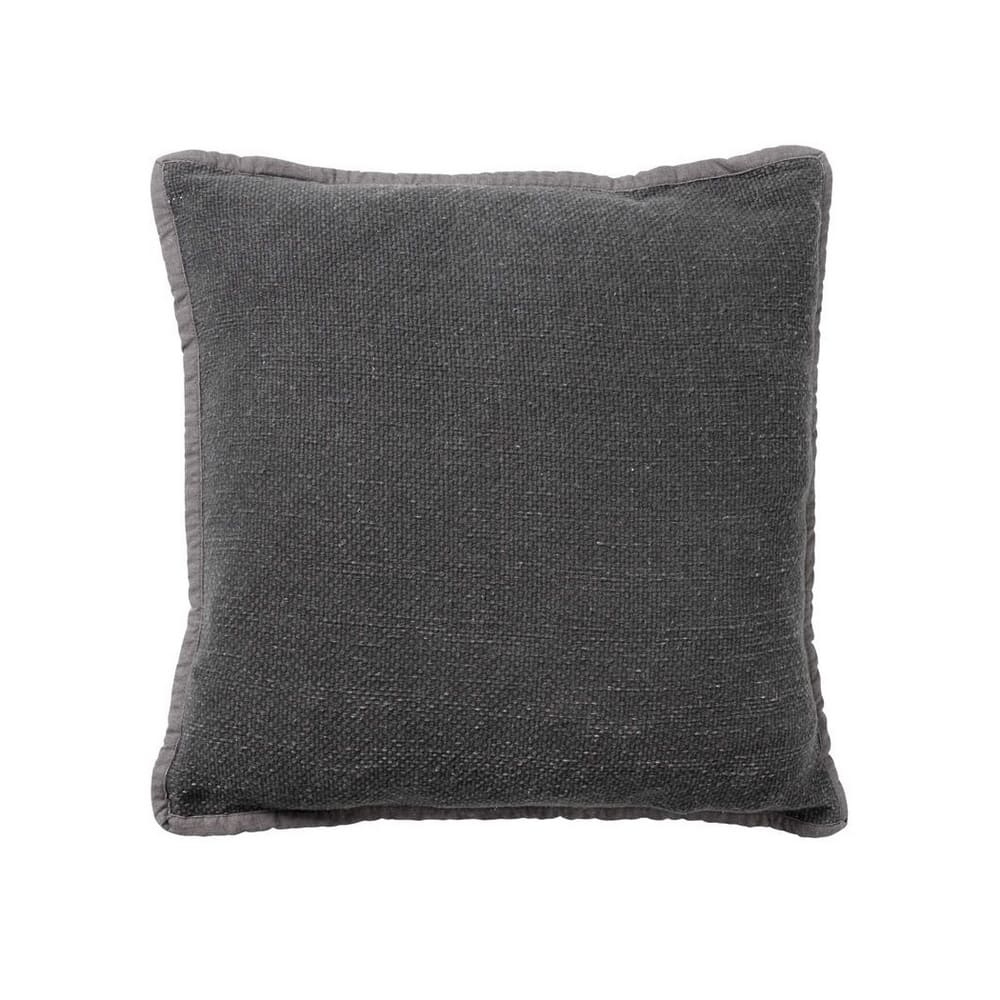 Coussin décoratif gris foncé en coton délavé déhoussable pour canapé, 45x45cm