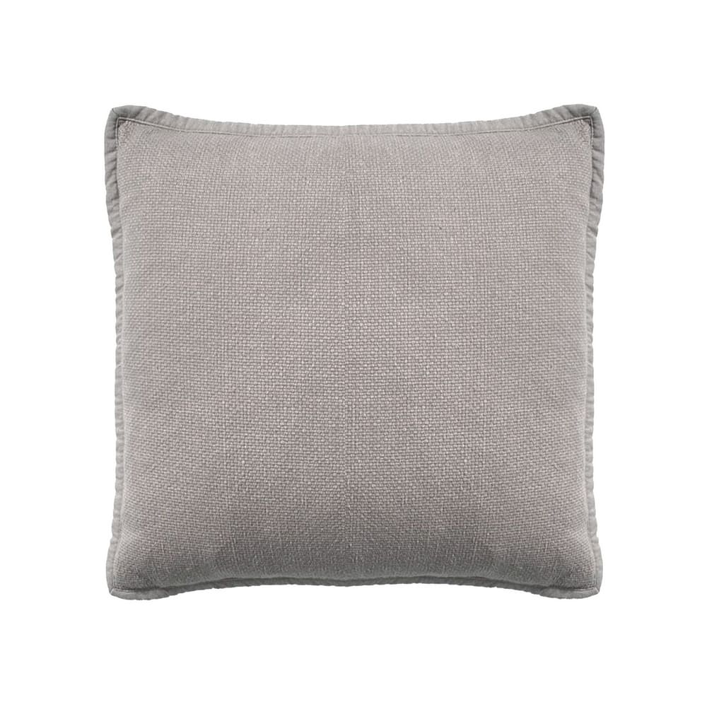 Coussin décoratif taupe en coton délavé déhoussable pour canapé, 45x45cm