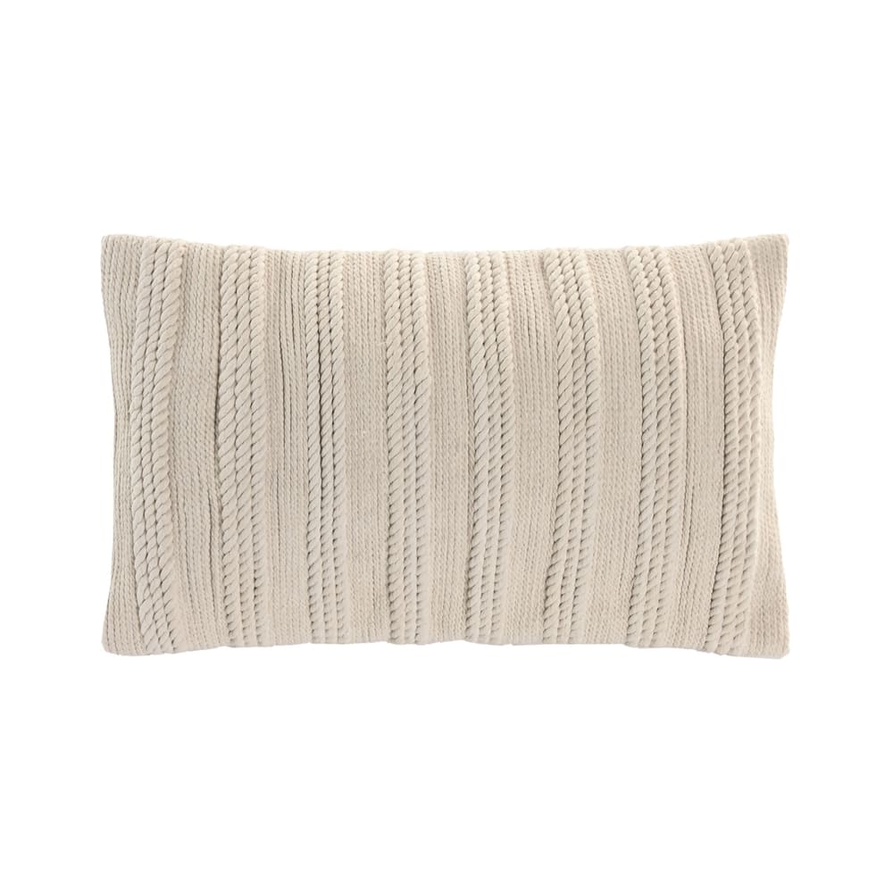 Coussin décoratif beige en coton déhoussable 30x50 pour canapé