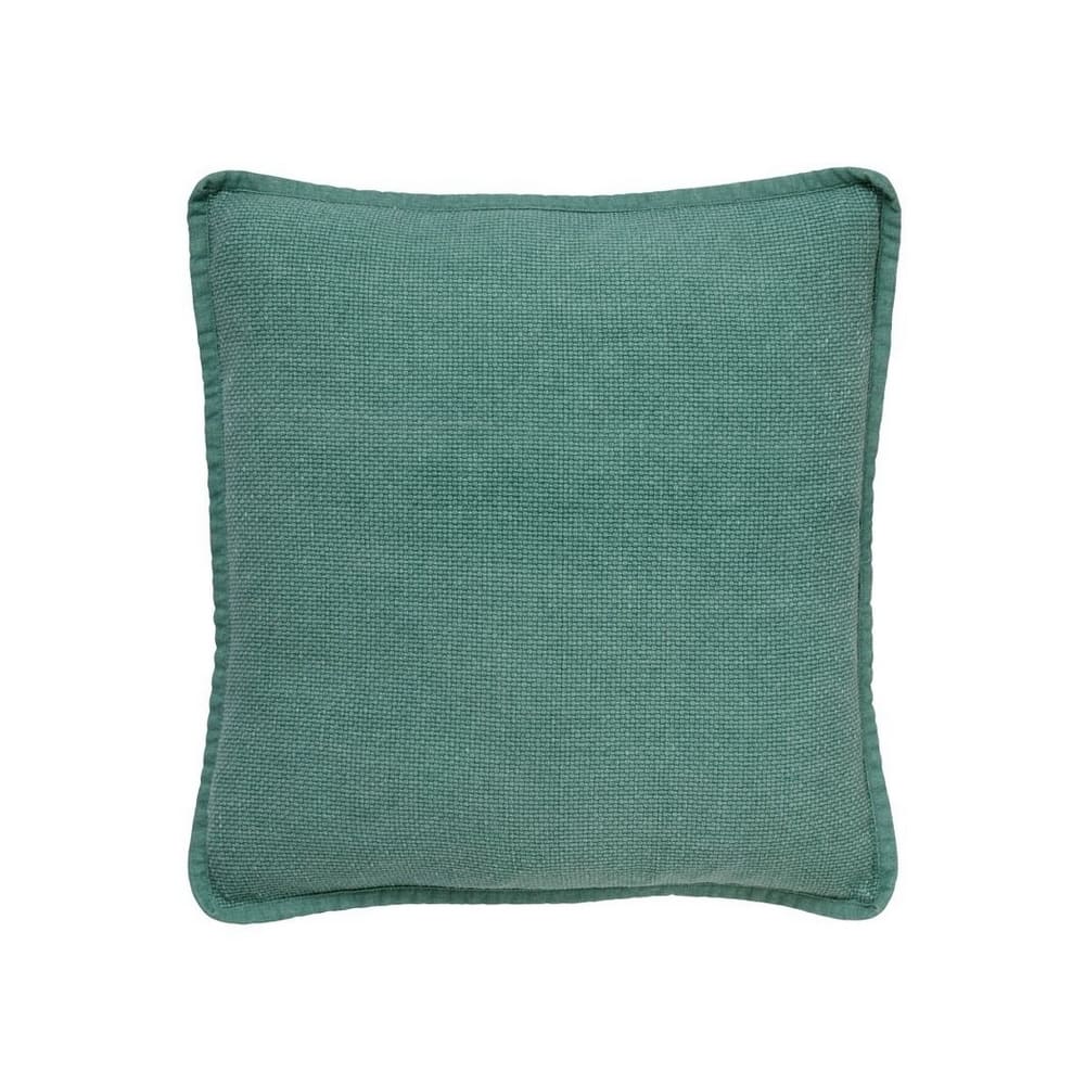 Coussin décoratif vert en coton délavé déhoussable pour canapé, 45x45cm