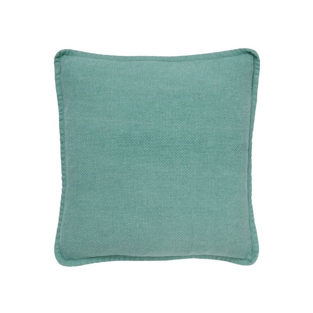 Coussin décoratif vert clair en coton délavé déhoussable pour canapé, 45x45cm