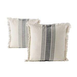Coussin déco pour canapé en coton écru rayé – 45×45