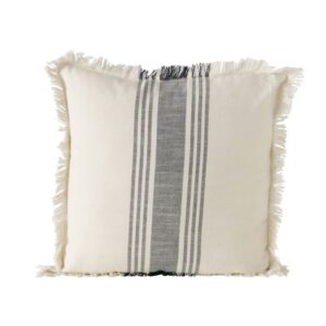 Coussin déco pour canapé en coton écru rayé – 45×45