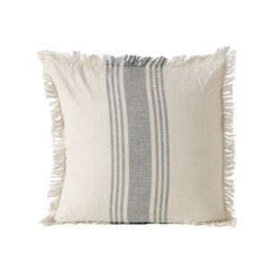 Coussin déco pour canapé en coton écru rayé – 45×45